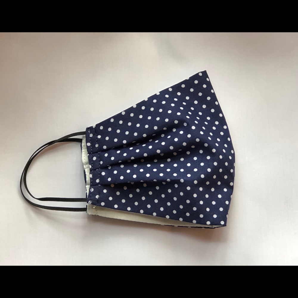 New Navy Blue and White Polka Dot Face Mask